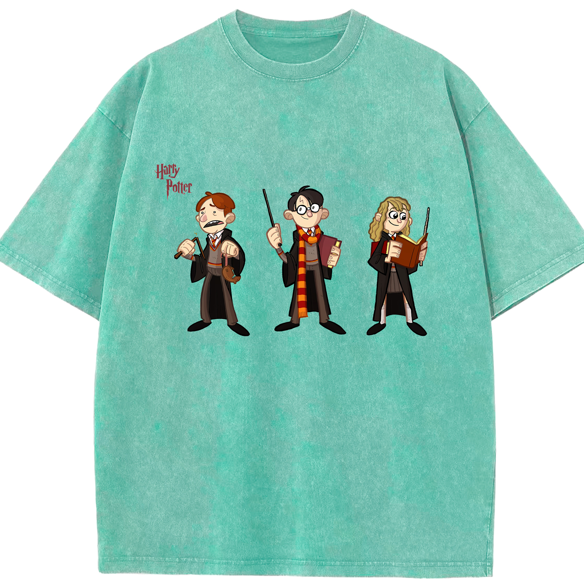 （画像用） Harry Potter ハリー・ポッターシリーズ 綿100% ヴィンテージ風 半袖Tシャツ（フロントプリント）